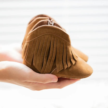 Meckior Baby Booties Vintage Tassel Anti-slip Sole Winter Warm Baby Boys Girls Shoes Snow Booties First Walkers Infant Shoes