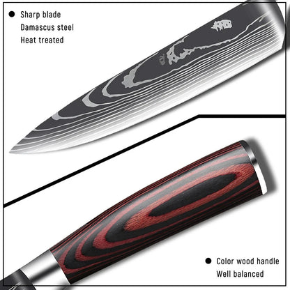 Kitchen Knife Chef Knives Meat Cleaver Fruit Vegetable Knife Slicing Knife Santoku Knife Damascus Pattern Cooking Cutter