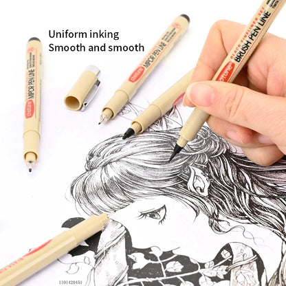 12Pcs Pigment Fineliner Pens Hook Liner Sketch Markers Drawing Waterproof Art Supplies Manga Comic Handwriting Black