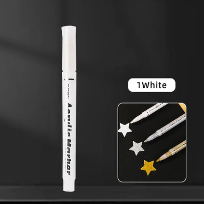 1/3Pcs/Set High-gloss Acrylic Markers Gold, Silver and White Painting Graffiti Pens, Waterproof Ink, Water-based Acrylic Markers