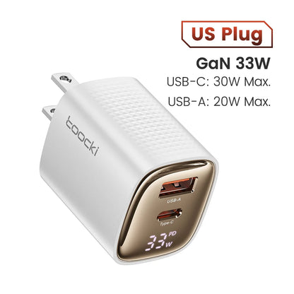 33W GaN USB C Charger Digital Display Fast Charging Type C Charger for iPhone 15 14 13 12 Samsung Galaxy S23 S22 Xiaomi