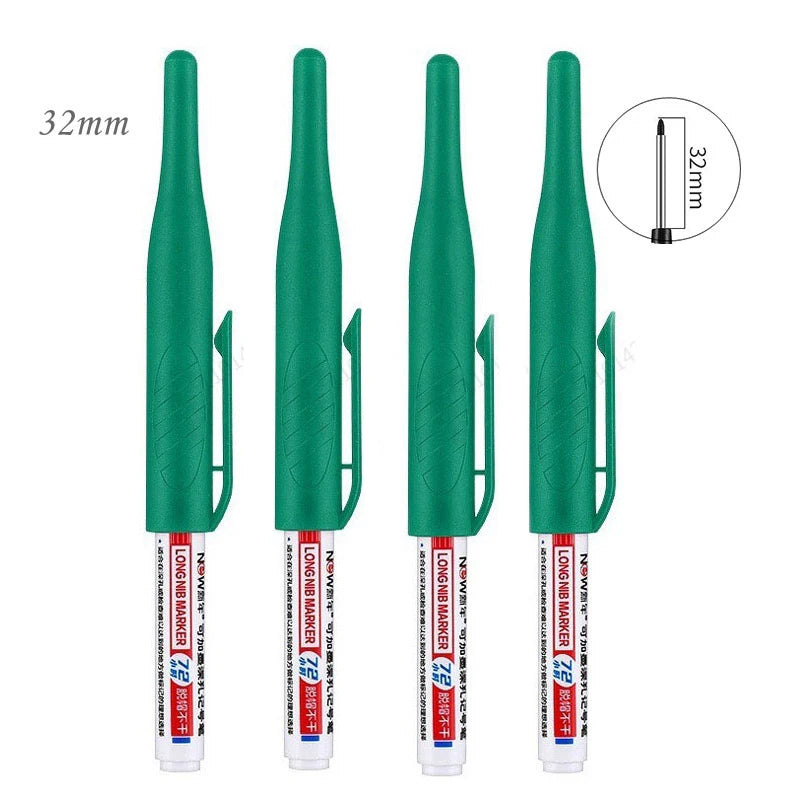 4/5Pcs 20+32mm Deep Hole Marker Pens Bathroom Waterproof Bathroom Woodworking Decoration Multi-purpose Long Head Oil Markers Pen