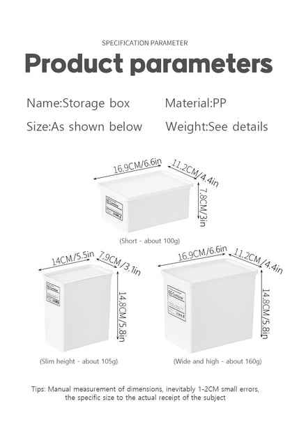 Washing powder storage box, storage box size with lid, classified Japanese plastic bucket can