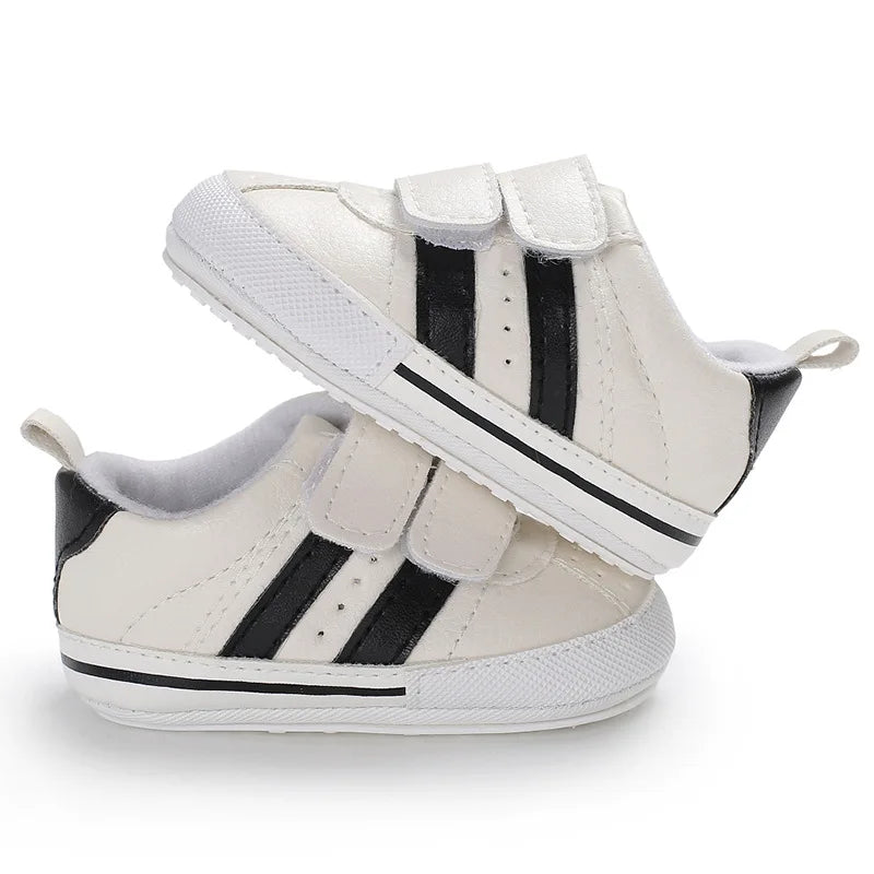 Meckior Baby Sports Classic Stripes Shoes Non-slip Rubber Sole Comfortable Soft Unisex Baby Boys Girls Basketball Sneakers Shoes