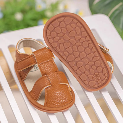 Meckior 2024 New Summer Baby Sandals PU Leather Low Top Baby Boys Girls Sandals Soft Anti-slip Newborn Leisure Infants Shoes