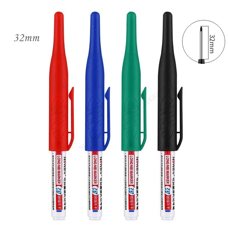 4/5Pcs 20+32mm Deep Hole Marker Pens Bathroom Waterproof Bathroom Woodworking Decoration Multi-purpose Long Head Oil Markers Pen