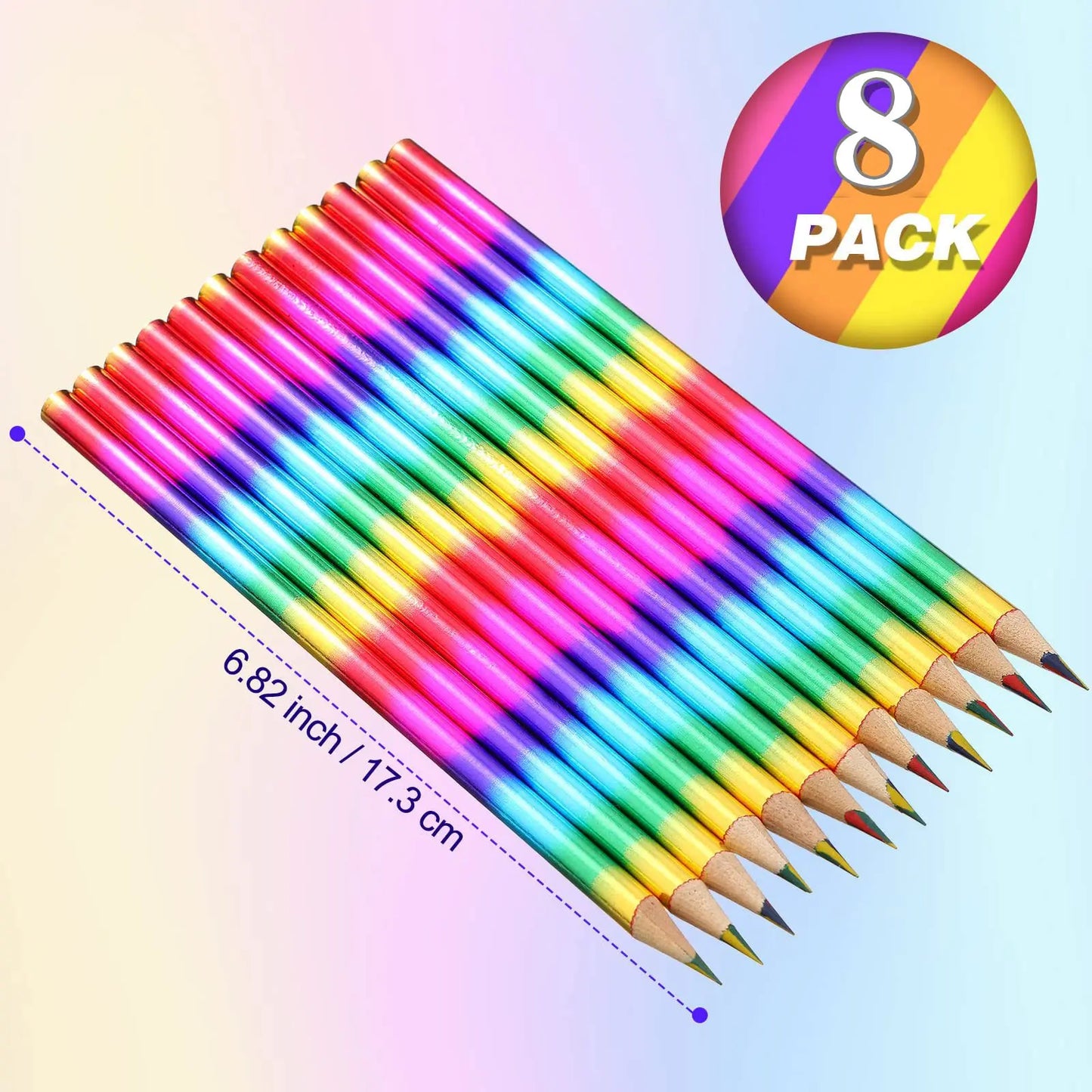 8/16Pcs Rainbow 4 Color in 1 Pencils Rainbow Pencils Wooden Colored Pencils Multi Colored Pencil for Kids Office School Supplies