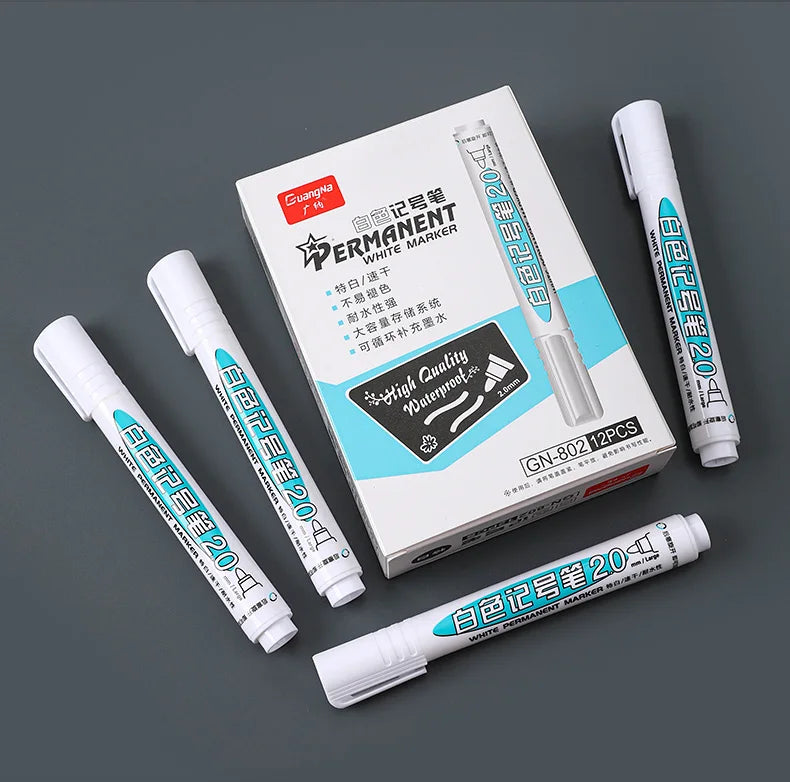 6/1Pcs/Set Oily White Marker Pen Tire Painting Notebook Tyre Tread Environmental paint Pen Waterproof Permanent Graffiti Pens