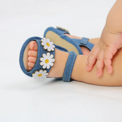 Meckior Summer Cool Baby Girl Sandals Fashion Newborn Sandal Idyllic Flower Soft Anti-slip Toddler Cotton Sole Comfortable Shoes