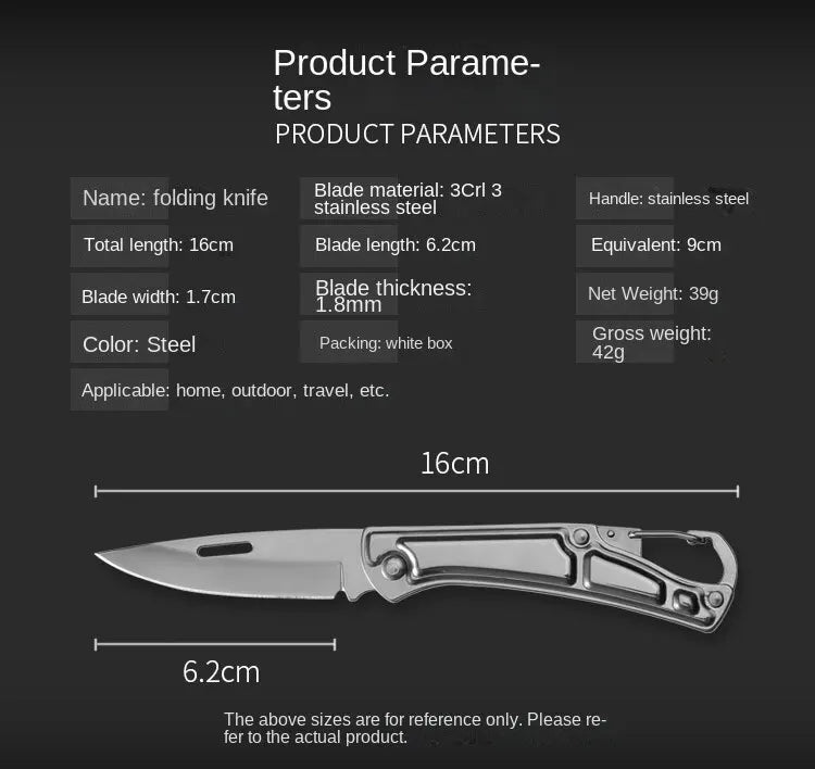 Pocket Folding Fruit Knife, Stainless Steel Outdoor Knife with Non-slip Handle for Kitchen Accessories