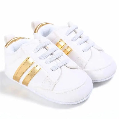 Meckior Baby Sneakers Classical Sport Soft Sole PU Leather Shoes Streaks Multi-Color First Walker Newbor Baby Boy Girl Shoes