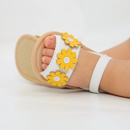 Meckior Summer Cool Baby Girl Sandals Fashion Newborn Sandal Idyllic Flower Soft Anti-slip Toddler Cotton Sole Comfortable Shoes