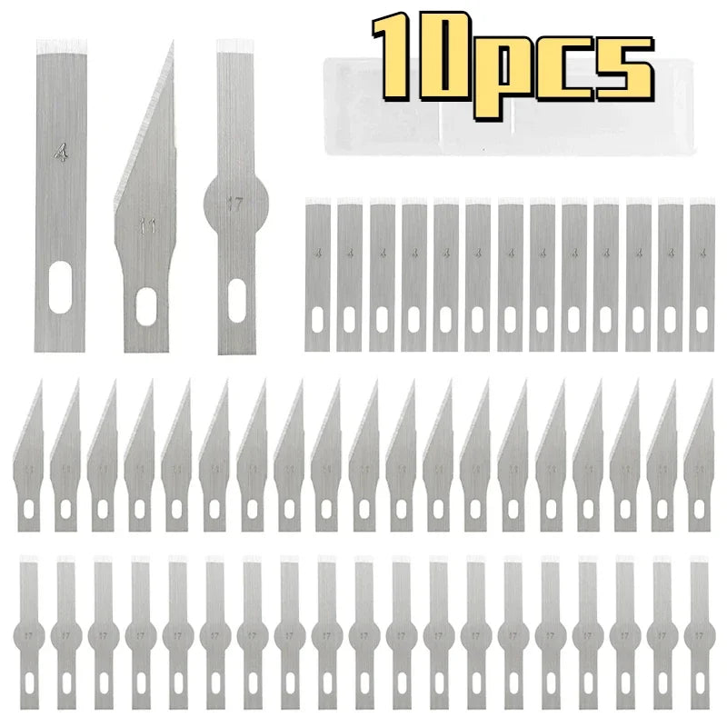 10pcs Blades Multiple Style Cutter Knifes Engraving Knife Blade Carve Tool Metal Blade Wood Carving Knife Blade Surgical Scalpel