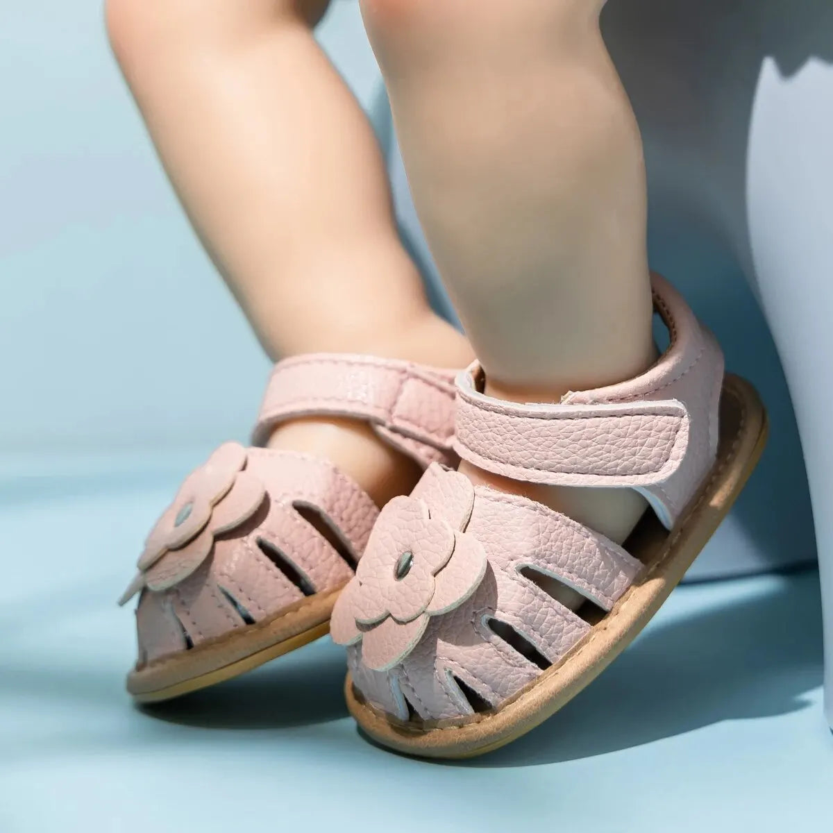 Infant Baby Girls Beach Sandals Flats and Soft Sole Non-slip Flower Princess Wedding Dress Walking Shoes for Newborn Baby