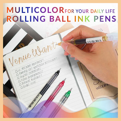 10 Colors Straight liquid Gel Pen Quick-drying Large-capacity Colorful Gel Pens 0.5mm Rollerball Pens School office Stationery