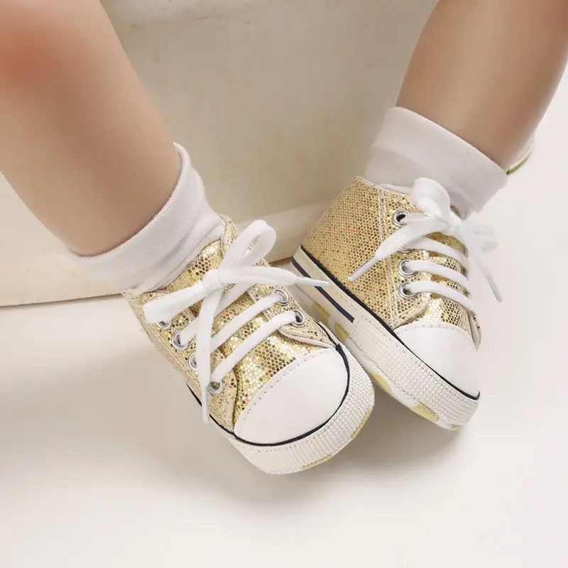 Meckior New Baby Flash Canvas Sneakers Baby Boys Girls Sports Shoes Infant First Walkers Toddler Soft Sole Anti-slip Baby Shoes