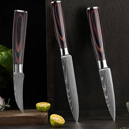 Kitchen Knife Chef Knives Meat Cleaver Fruit Vegetable Knife Slicing Knife Santoku Knife Damascus Pattern Cooking Cutter