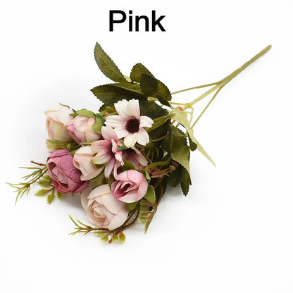 Artificial Flowers Bouquet 13 Heads European Style Peony Silk Flowers High Quality Plastic Flowers Fake Daisy Accessories