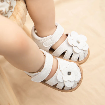 Infant Baby Girls Beach Sandals Flats and Soft Sole Non-slip Flower Princess Wedding Dress Walking Shoes for Newborn Baby