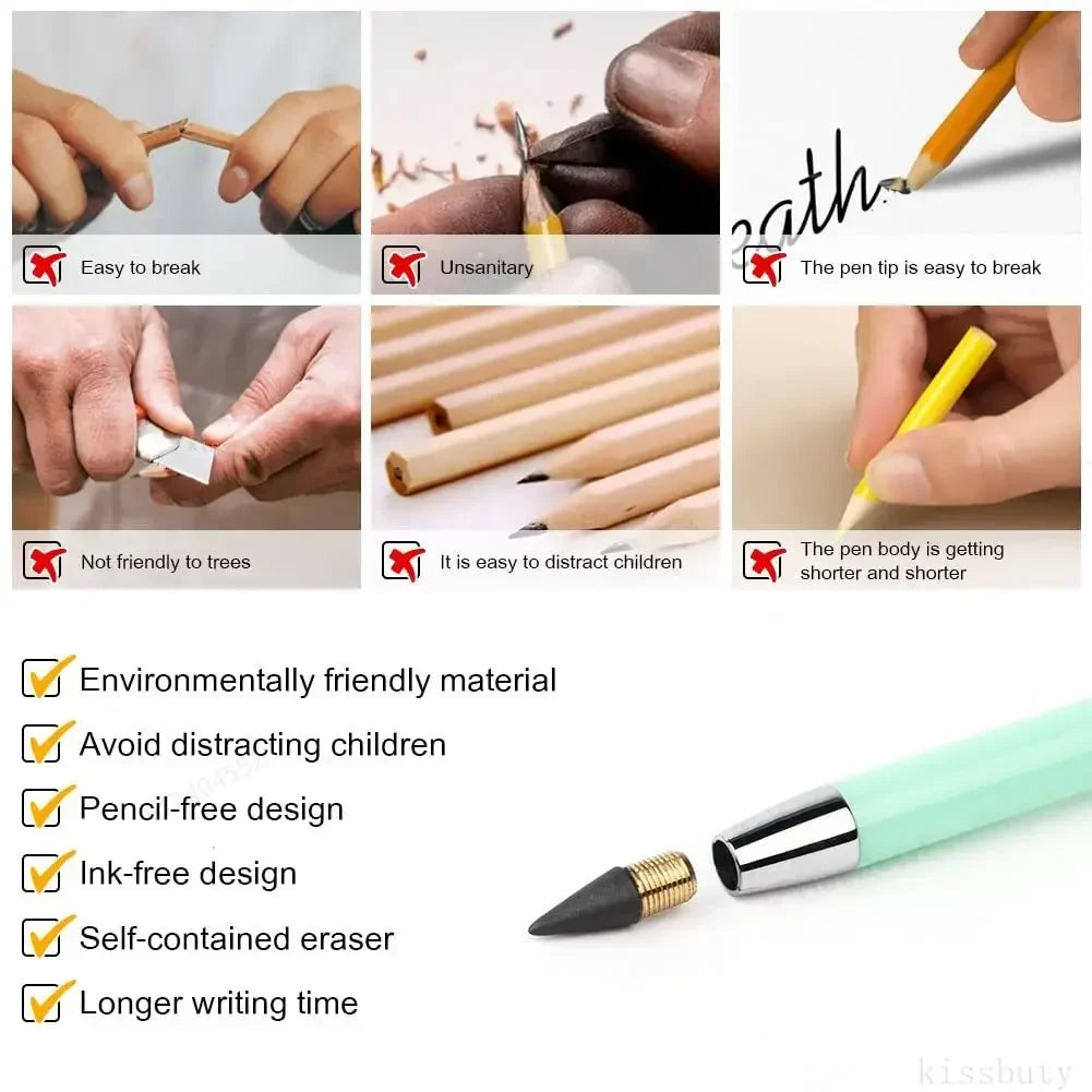 6/12/18pcs Inkless Pencil,Forever Pencil Reusable Everlasting Unlimited Pencil Writing Drawing Students Office School Supplies