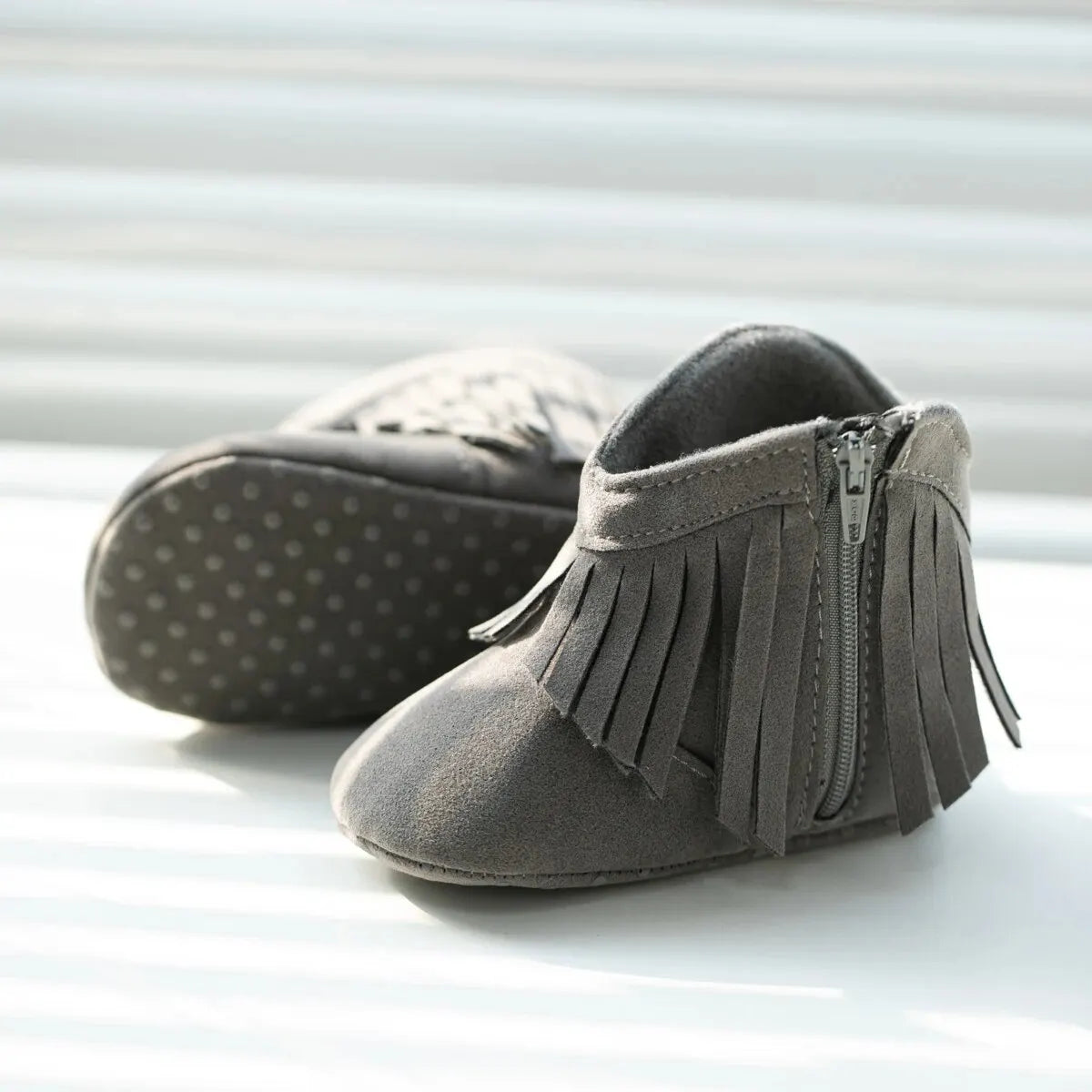 Meckior Baby Booties Vintage Tassel Anti-slip Sole Winter Warm Baby Boys Girls Shoes Snow Booties First Walkers Infant Shoes