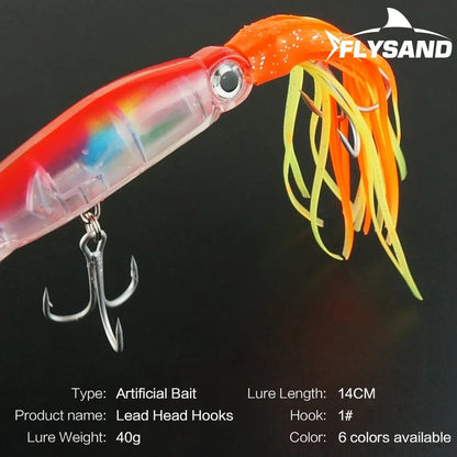 Large Lifelike Octopus Fishing Lure With 2 Treble Hook Luminous Squid Jigs Artificial Simulation Squid Hard Fishing Lure