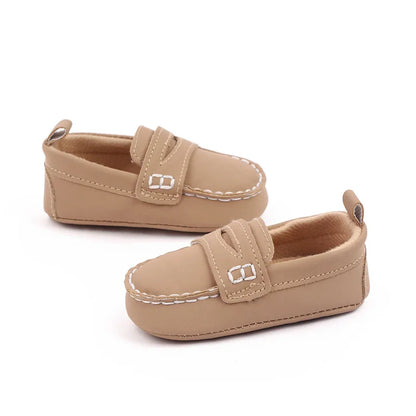 Meckior Newborn Baby British Style Crib Shoes Classic Casual Soft Bottom Non-slip Baby Boy Bean Shoes First Walker Moccasins