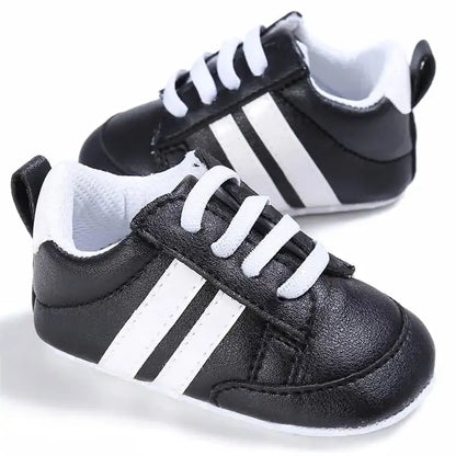 Meckior Baby Sneakers Classical Sport Soft Sole PU Leather Shoes Streaks Multi-Color First Walker Newbor Baby Boy Girl Shoes