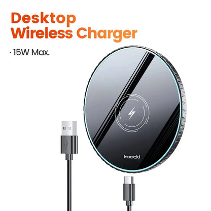 15W Wireless Charger Pad Fast Wireless Charging Station for iPhone 15 14 13 12 Samsung Galaxy S23 S22 S21 S20 Airpods