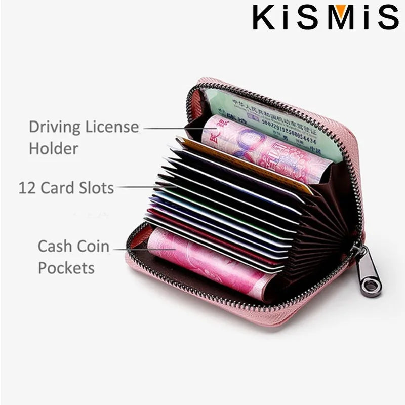 1PC Women Men Leather 26 Slots ID Credit Card Holders RFID Blocking Wallet Case Pocket Bag