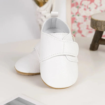 Meckior Baby Boys Girls Shoes Rubber Sole Anti-Slip Classic Pu Leather Toddler Shoes First Walking Flat Lazy Infants Crib Shoes