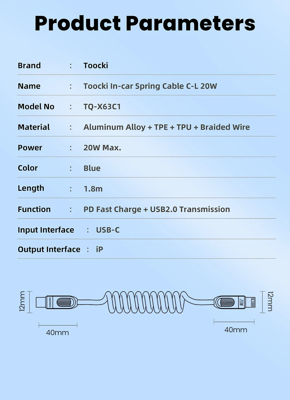 PD 20W Type C To Lightning fast Charger Cable For iPhone 14 13 12 11 Pro Max Plus XR XS Spring Telescopic Charging Wire