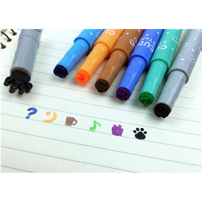 6Pcs/set Cute Candy Color Highlighters Pen Inks Creative Marker Stamp Fluorescent Pens school Supplies office Stationery