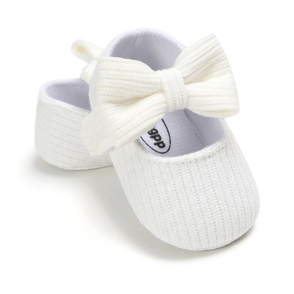 Meckior New Baby Girls Shoes Flower Bow Tie Princess Shoes Non-Slip Toddler First Walker Newborn Infants Girl Shoes Comfortable