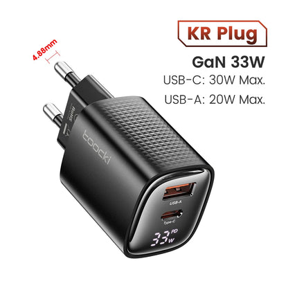 33W GaN USB C Charger Digital Display Fast Charging Type C Charger for iPhone 15 14 13 12 Samsung Galaxy S23 S22 Xiaomi