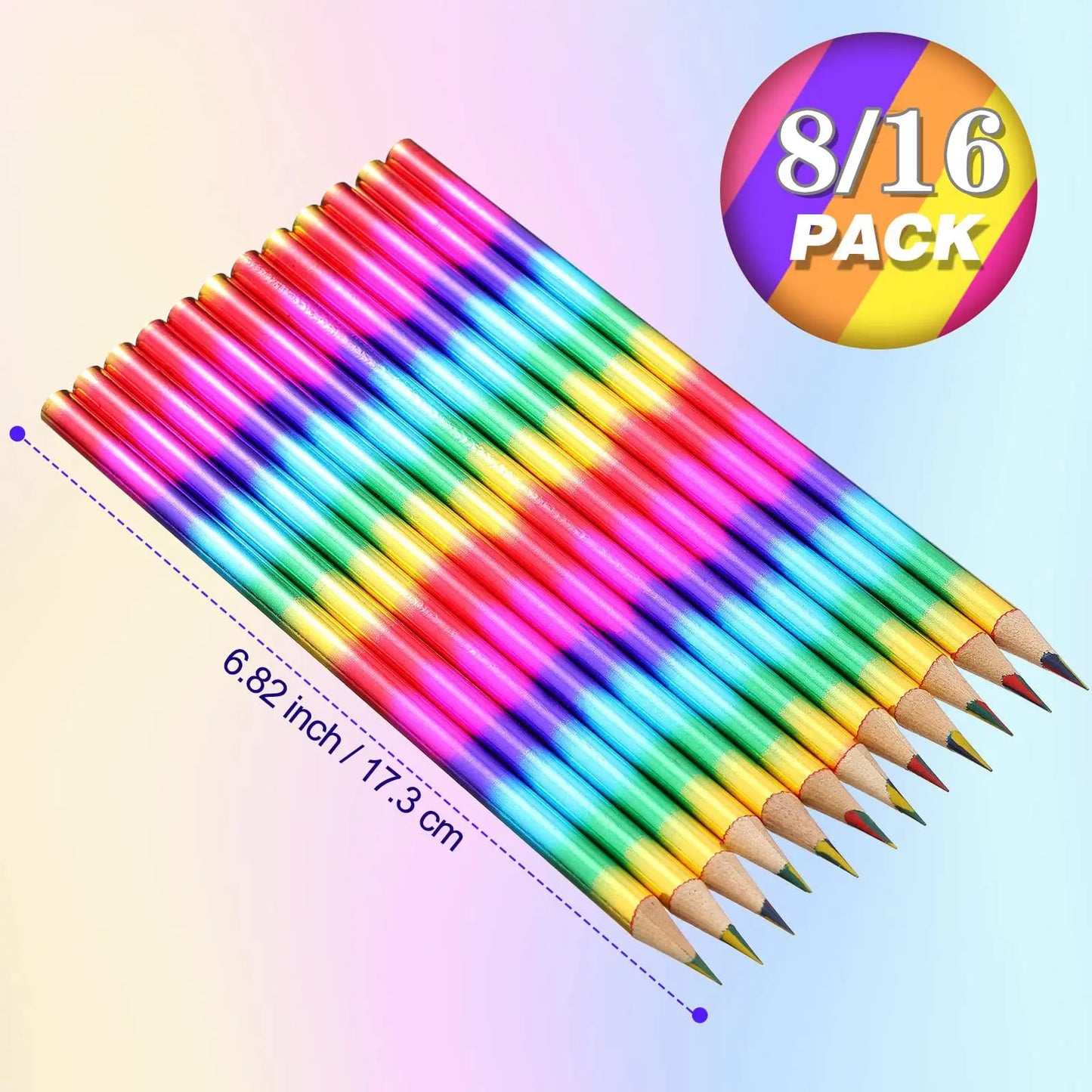 8/16Pcs Rainbow 4 Color in 1 Pencils Rainbow Pencils Wooden Colored Pencils Multi Colored Pencil for Kids Office School Supplies