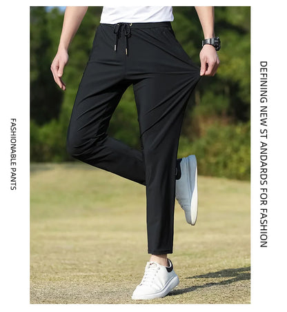 Summer Thin Ice Silk Couple Sports Pants Absorb Sweat Quickly Dry Comfortable and Breathable Men's Casual Sports Pants