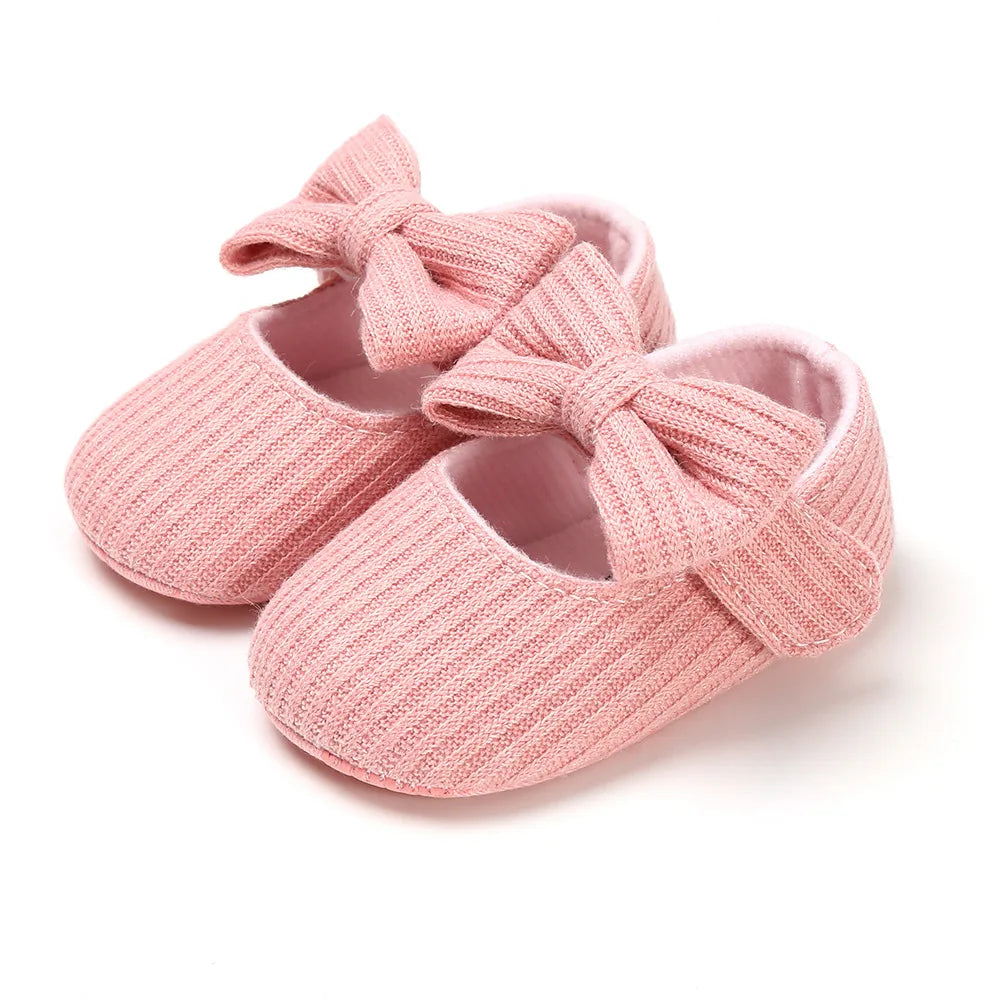 Meckior New Baby Girls Shoes Flower Bow Tie Princess Shoes Non-Slip Toddler First Walker Newborn Infants Girl Shoes Comfortable