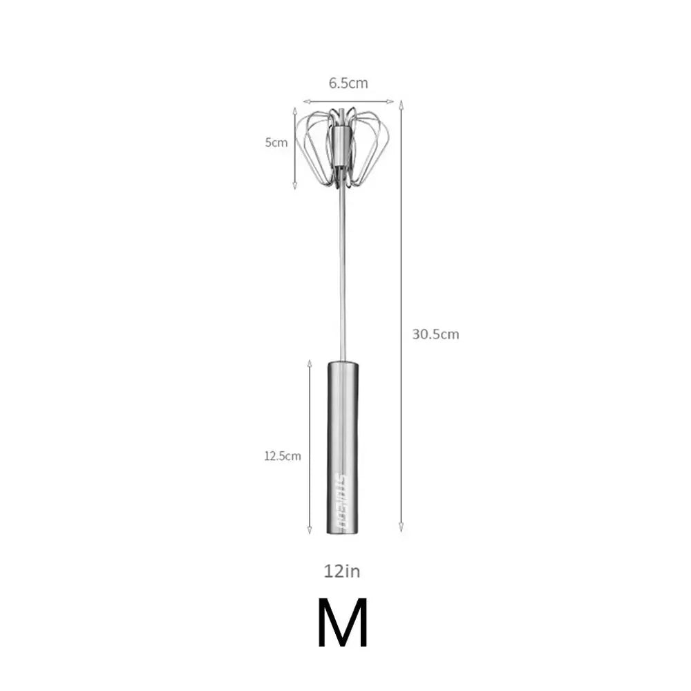 Kitchen Stainless Steel Whisk Creamer Semi-automatic Rotary Whisk Beech Wood Vase Handle Hand Mixer Cooking Baking