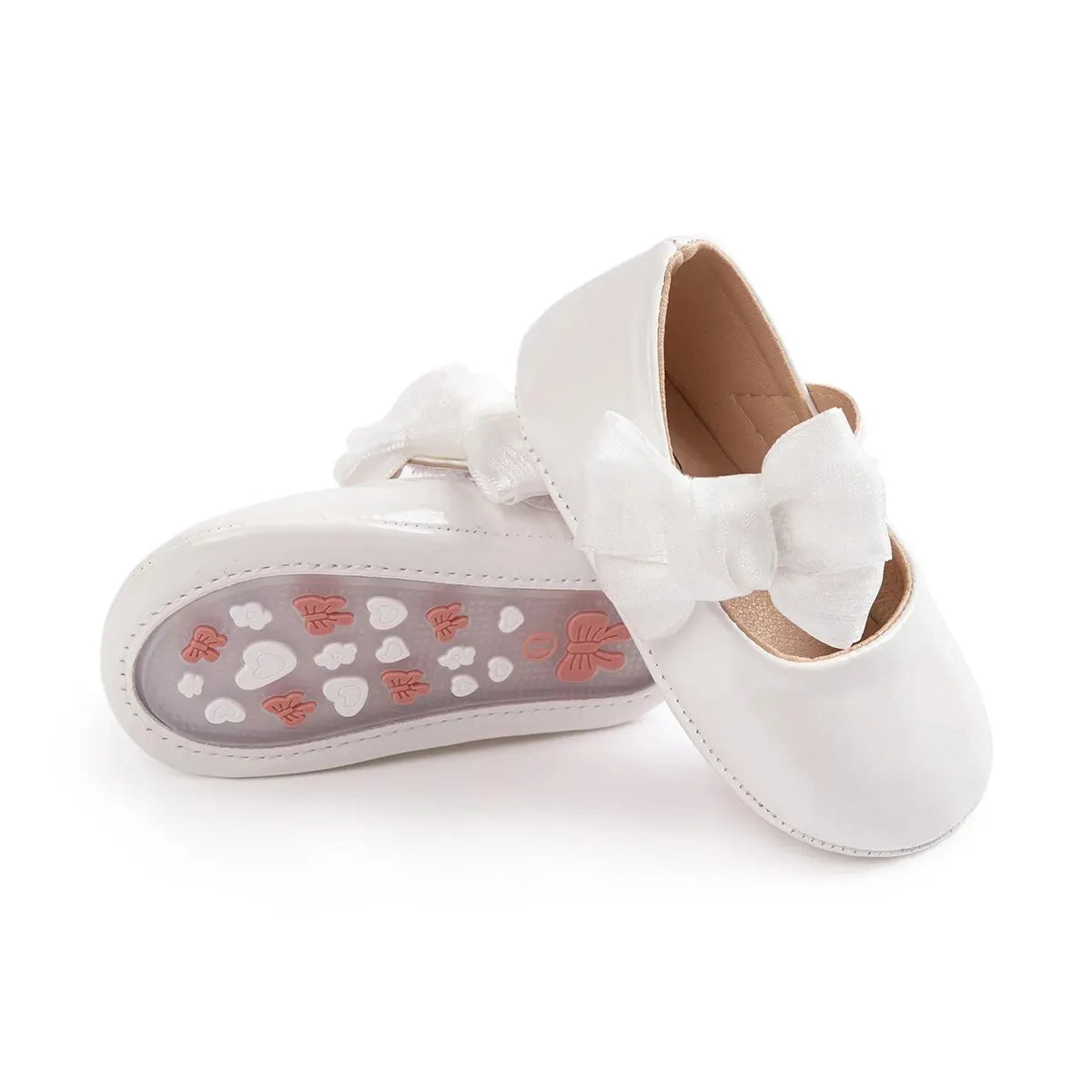 Meckior Baby Girls Shoes PU Leather Bowknot Flat Non Slip Rubber Sole Toddler First Walkers Princess Wedding Dress Girl Shoes