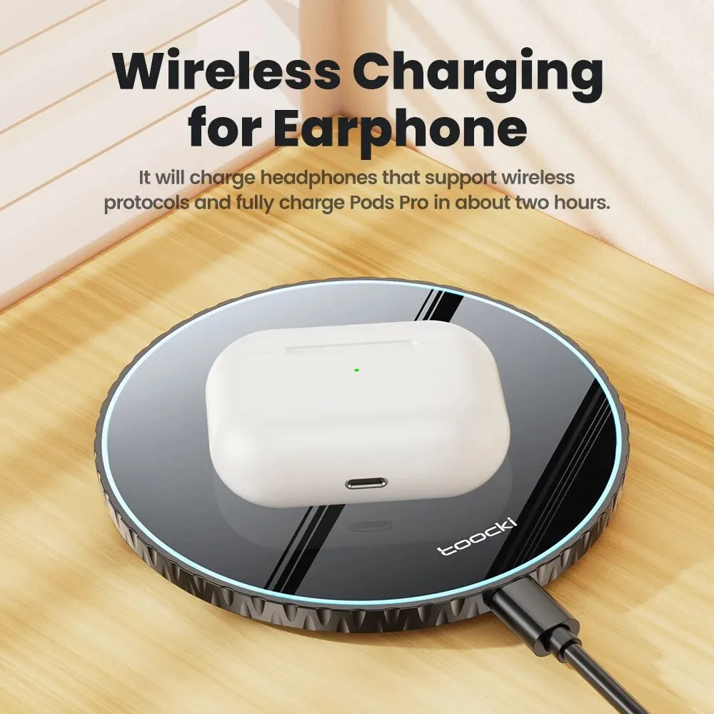 15W Wireless Charger Pad Fast Wireless Charging Station for iPhone 15 14 13 12 Samsung Galaxy S23 S22 S21 S20 Airpods