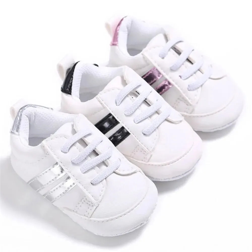 Meckior Baby Sneakers Classical Sport Soft Sole PU Leather Shoes Streaks Multi-Color First Walker Newbor Baby Boy Girl Shoes