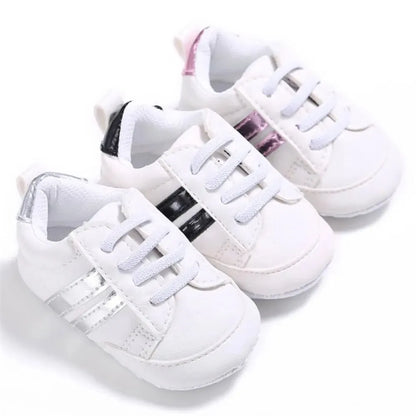 Meckior Baby Sneakers Classical Sport Soft Sole PU Leather Shoes Streaks Multi-Color First Walker Newbor Baby Boy Girl Shoes