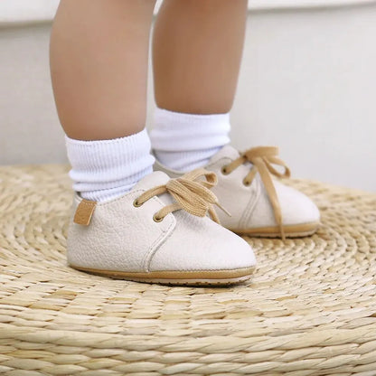 Meckior Baby Shoes Retro PU Leather Boy Girl Shoes Toddler Rubber Sole Anti-slip First Walkers Unisex Newborn Moccasins