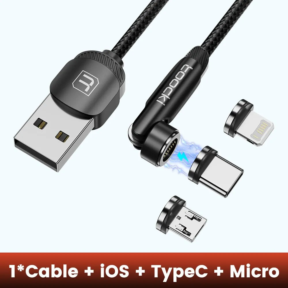 540 Rotate Magnetic USB Type C Cable For iPhone 12 X Xiaomi Fast Charger Micro USB Type-C Magnet Charging Cable Data Wire