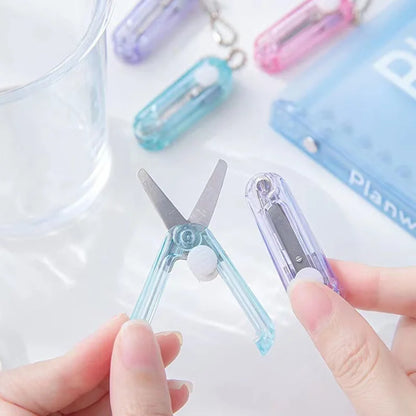 Transparent Mini Scissors, Retractable Folding Portable Scissors, Student Hand-made Paper Scissors