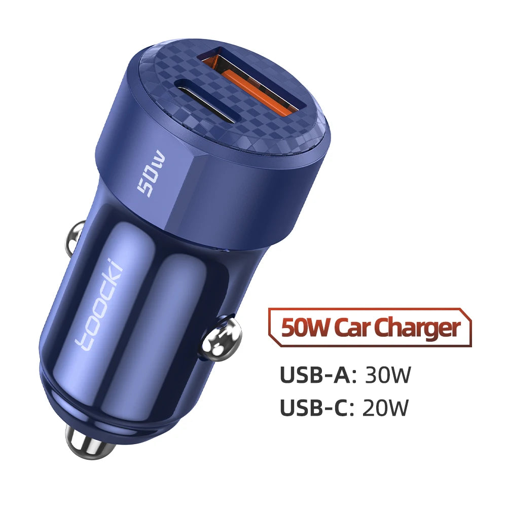 50W QC PD 3.0 Car Charger Quick Charge 4.0 USB Type C Car Fast Charging For iPhone 12 13 14 Huawei Samsung Xiaomi POCO