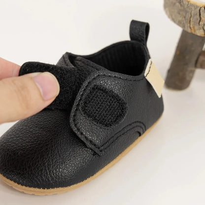 Meckior Baby Boys Girls Shoes Rubber Sole Anti-Slip Classic Pu Leather Toddler Shoes First Walking Flat Lazy Infants Crib Shoes