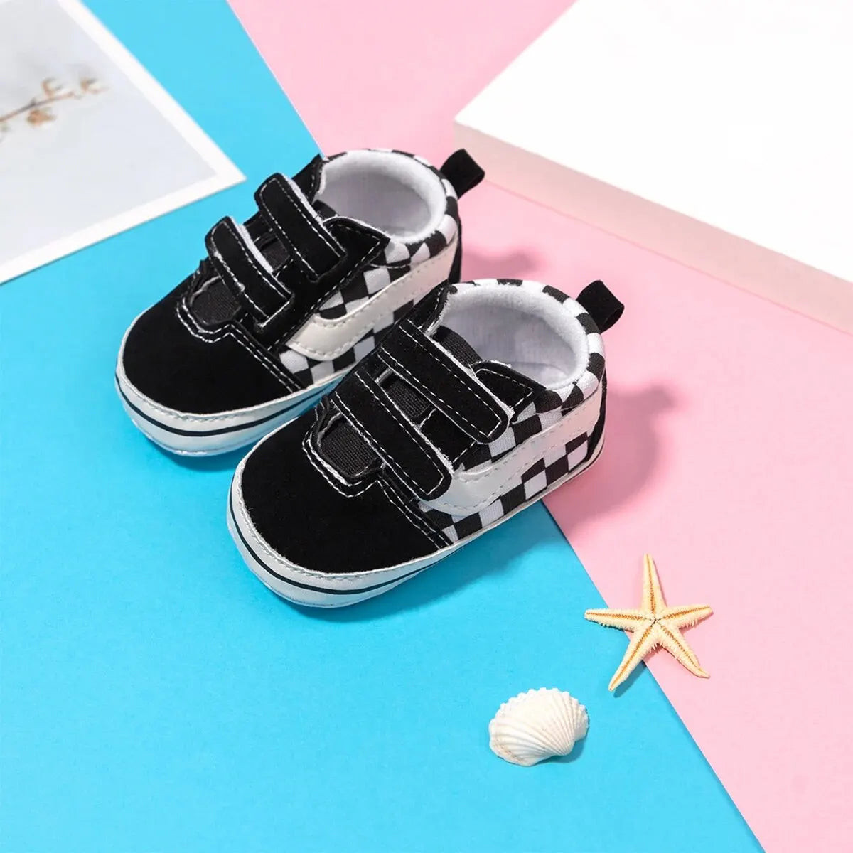 Meckior Baby Boy Girl Shoes Canvas Sneakers Non-slip Rubber Sole Plaid Streaks First Walkers Infant Baby Unisex Casual Shoes