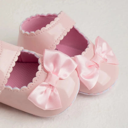 Meckior Classic PU Leather Girl Baby Shoes Bowknot Princess Flat Non-Slip Cotton Bottom Walking Newborn Crib Dress Shoes 0-18M